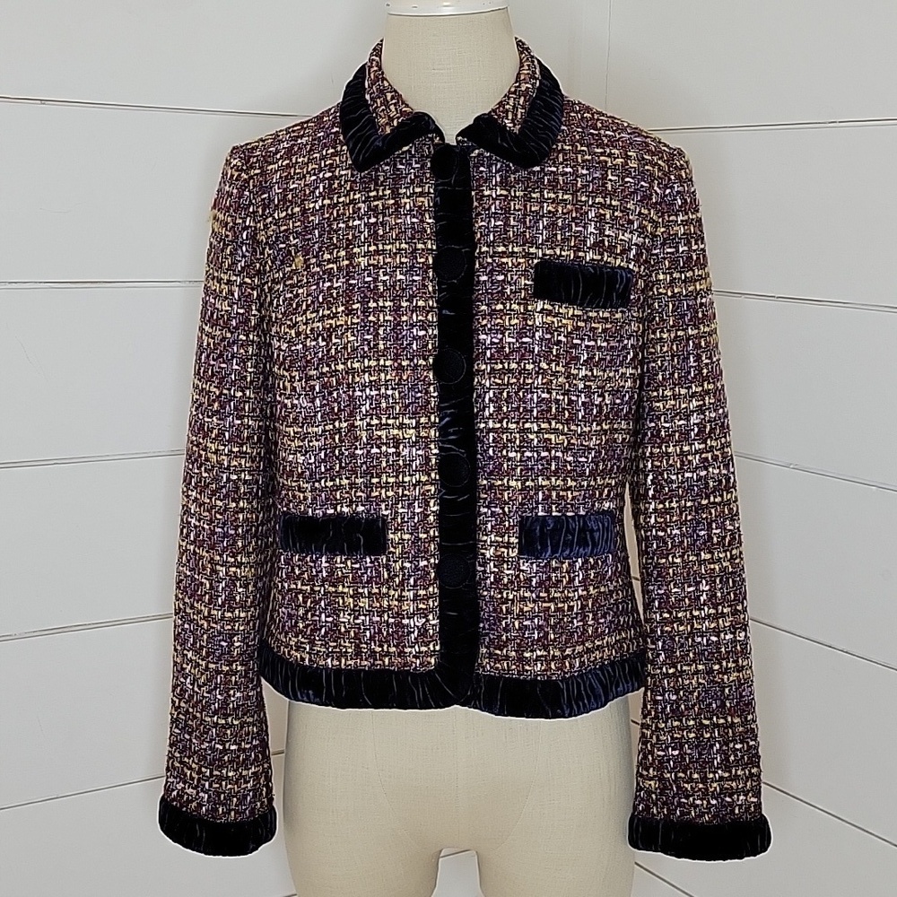 MAC & JAC size 8 tweed and velvet jacket